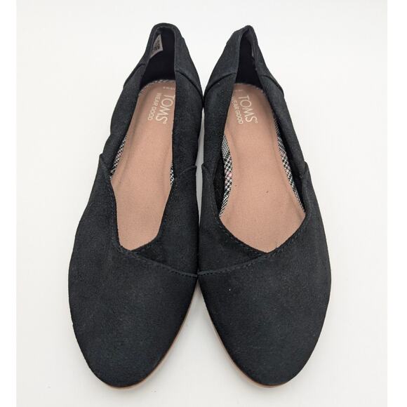 Toms Eve Almond Toe Ballet Flats Shoes Slip On Women's Black US8 EU38.5 - Picture 9 of 11